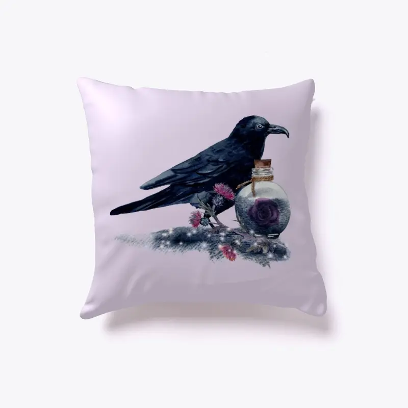 M. Raven Indoor Raven throw Pillow